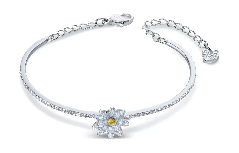 Swarovski Multi-Metal Inlays Bangles Women's Silver White-1