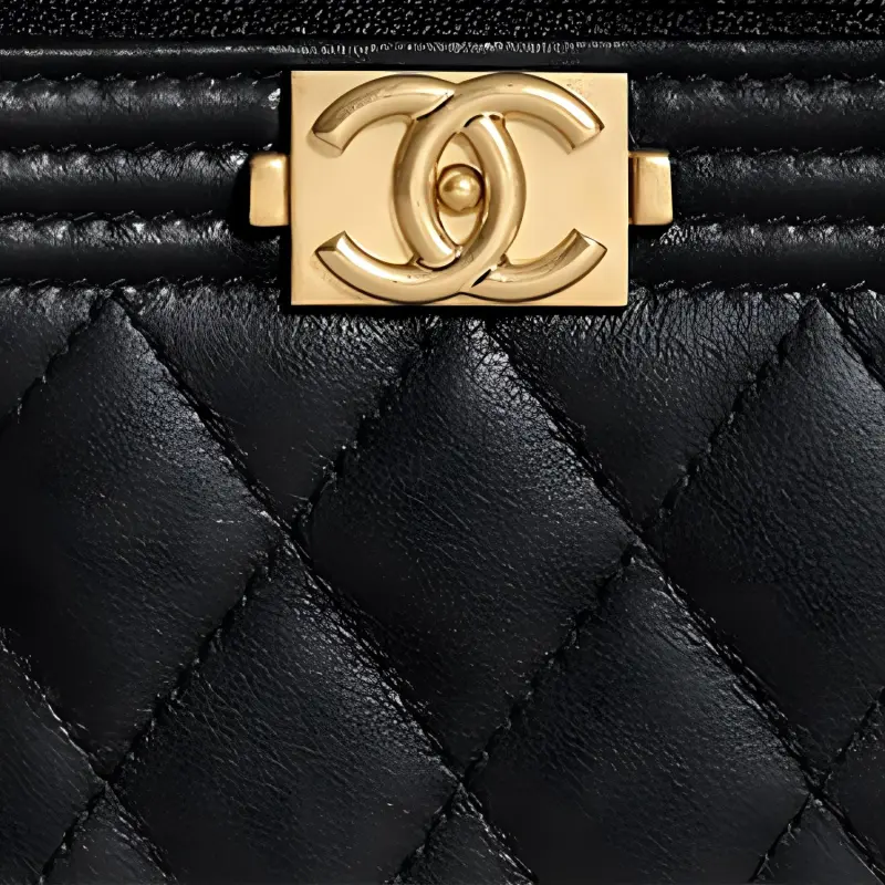 CHANEL Leboy Sheepskin Wallet Women's Black-3