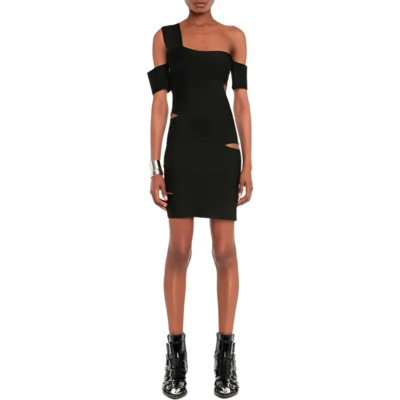 Alexander McQueen Cut Out One Shoulder Mini Dress-2