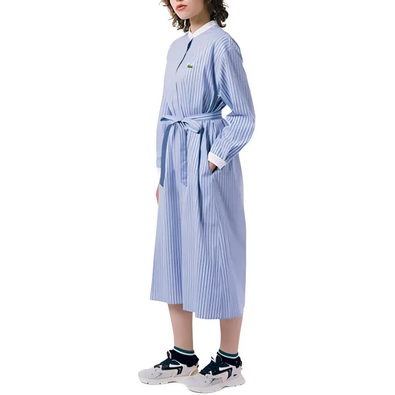 LACOSTE Long Sleeved Dress Women's Light Blue-4