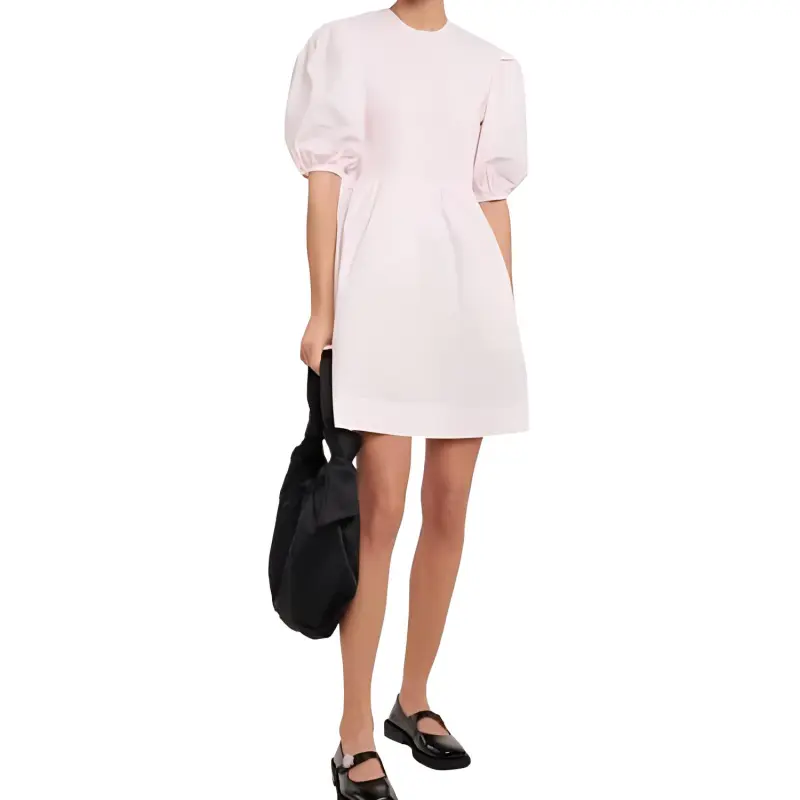 GANNI Poplin Short-Sleeved Dresses Women's Pink-2