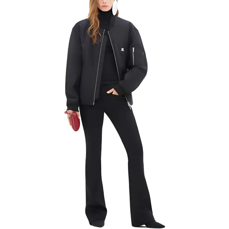 Courrèges Embroidered Bomber Jacket 'Black'-1