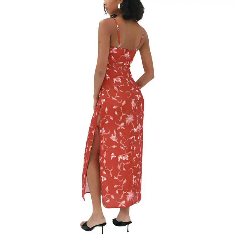 AMLUL Slip Dresses Women's Red-3