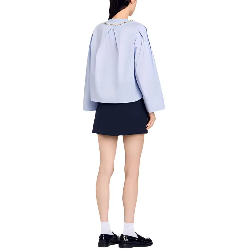 Sandro Crystal neckline Cropped Shirt-2