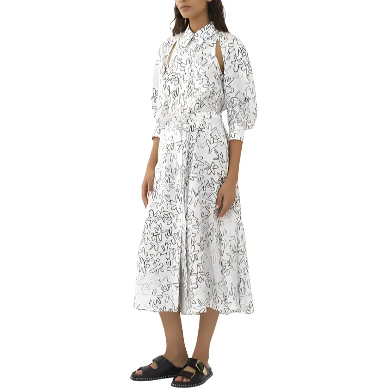 Chloe Cut-Out Shirt Dress Short-Sleeved Dresses Women's White-2