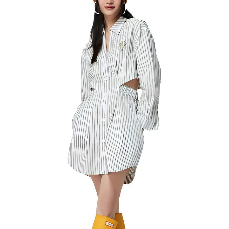 GAP Long Sleeved Dress Women's White Stripes-3