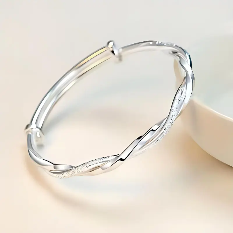 CHINA GOLD S999 Fine Silver Bangles Women's-3
