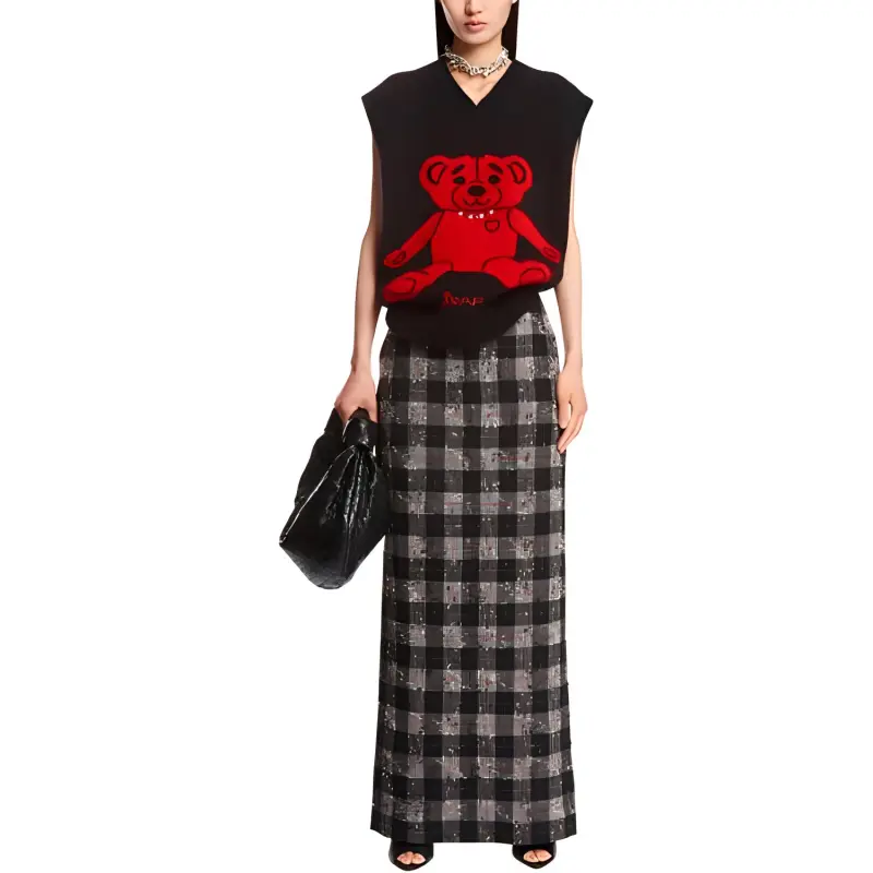 Alessandra Rich Bear Patterned Intarsia Knitted Vest-1