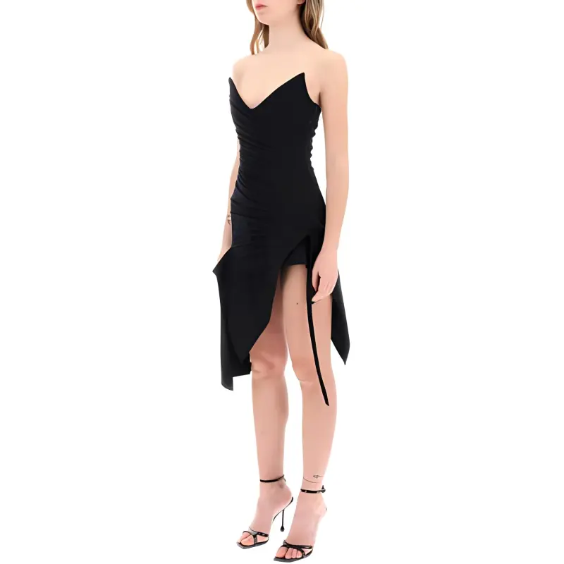 Mugler Asymmetric Ruched Bustier Dress-3
