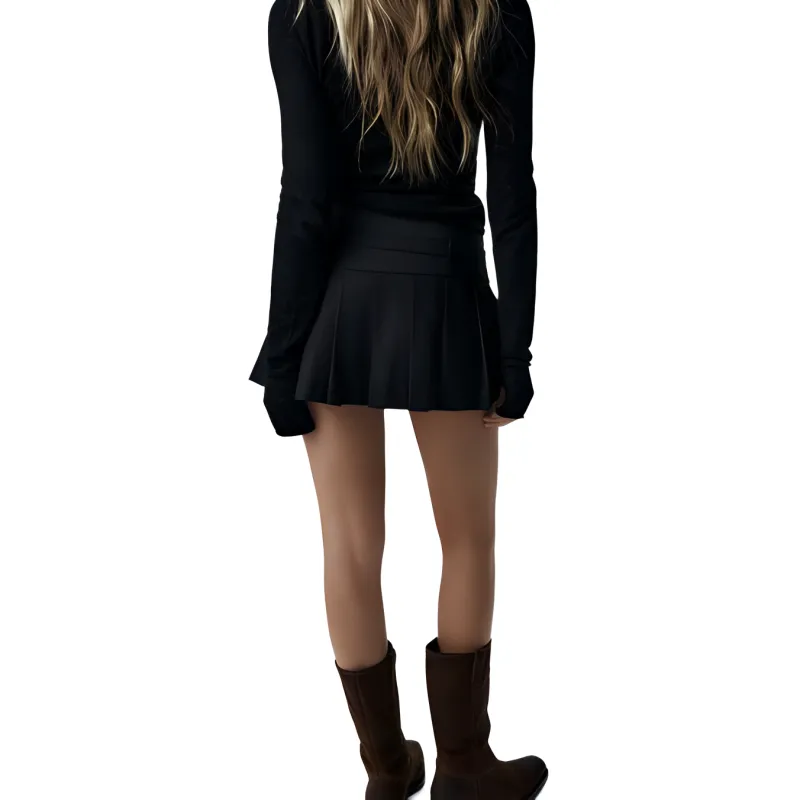 ZARA Casual Shorts Skirt Style Women's Black-3