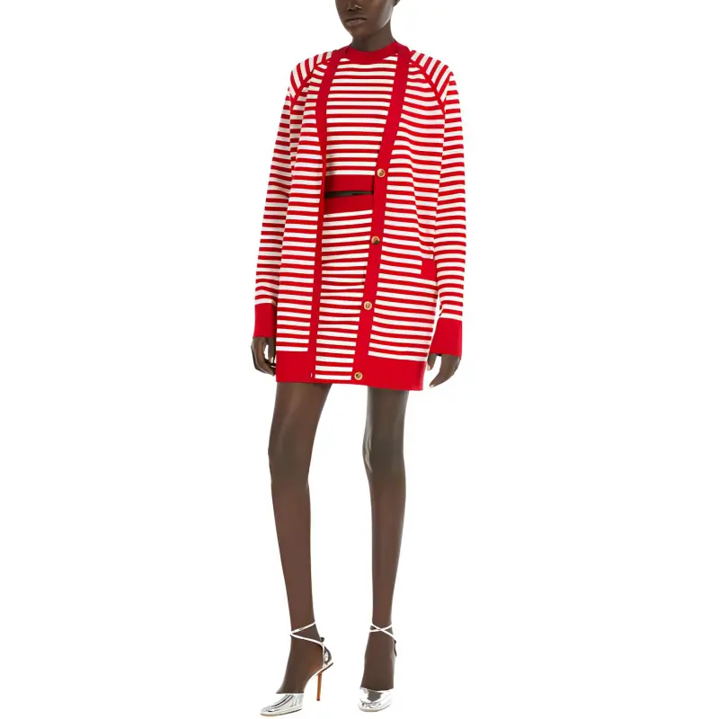MaxMara Tenore Collection Jacquard Viscose Cardigan Knitwear Women's Red-3