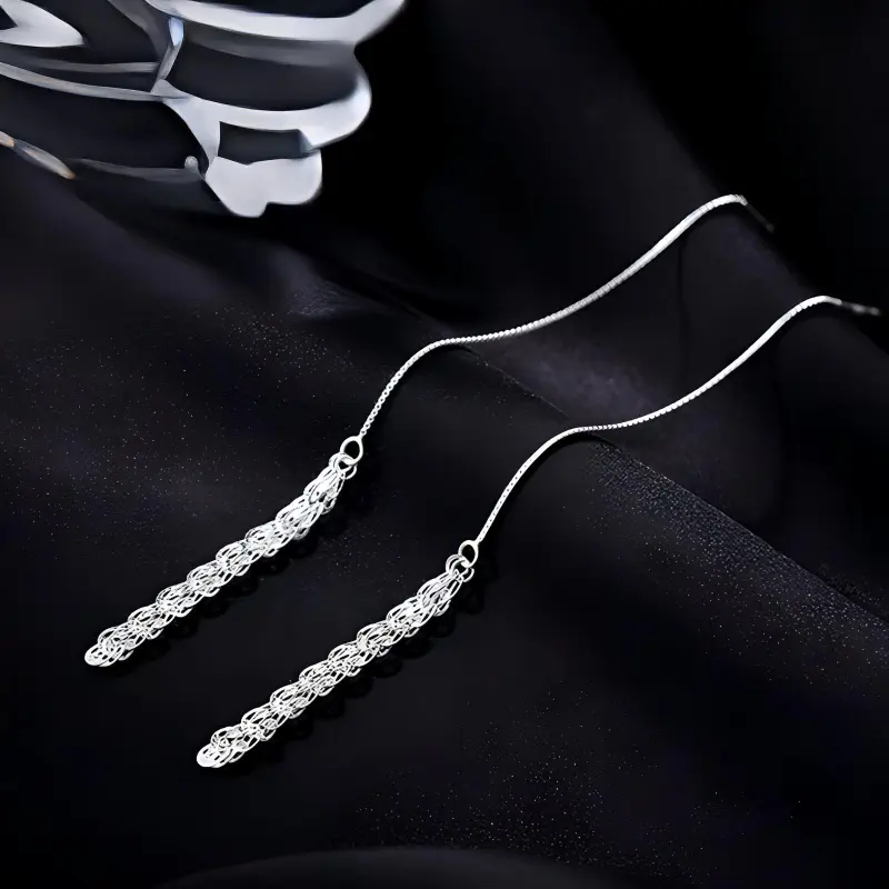 OQD S925 Silver Drop Earrings Women's-3