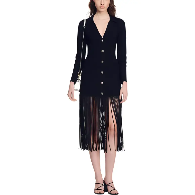 Sandro Long Sleeved Dresses Women's Black-2
