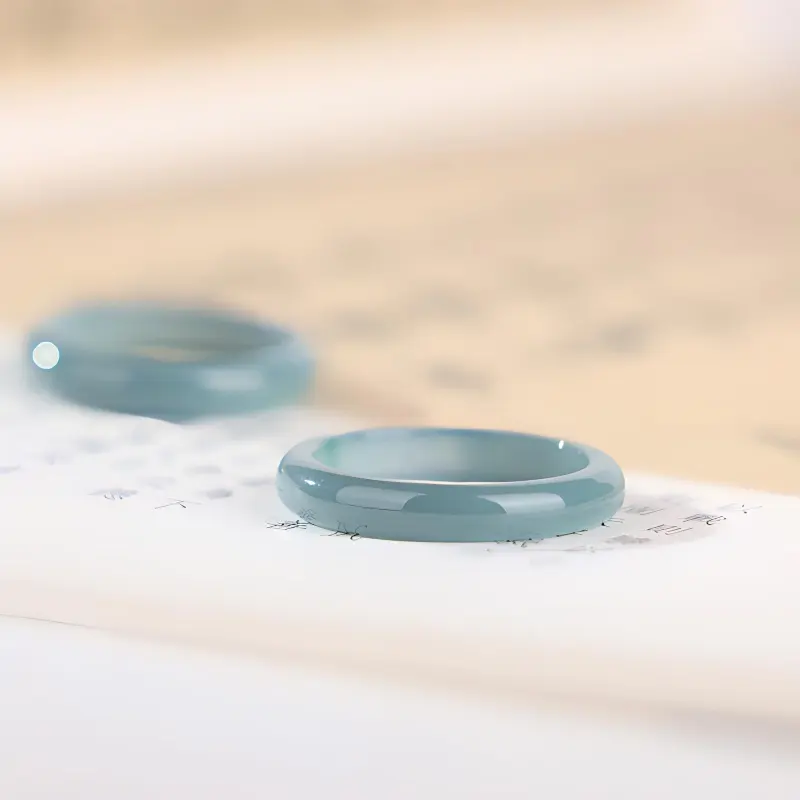 Clear Snow Ice Glutinous Jadeite Rings Unisex-3