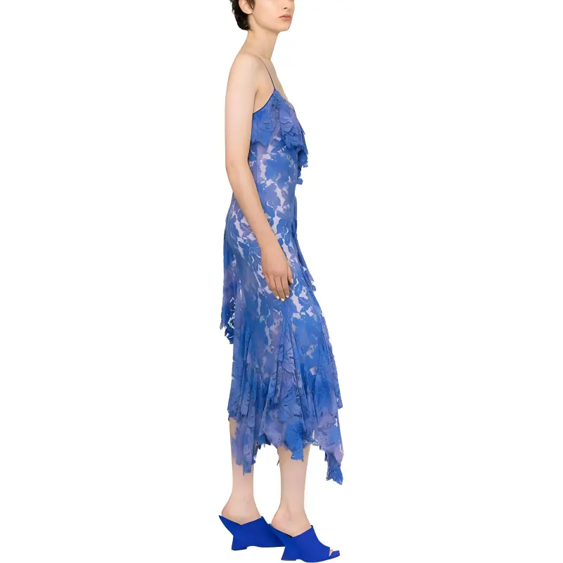 The Attico Lace Detailed Asymmetric Midi Dress-2