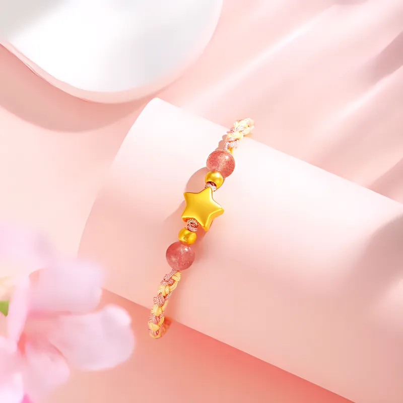 Avani Little Star Fashion Light Luxury Feel Versatile Elegant Woven 999 Solid Gold Fixed Price Gold Bracelet Unisex-2
