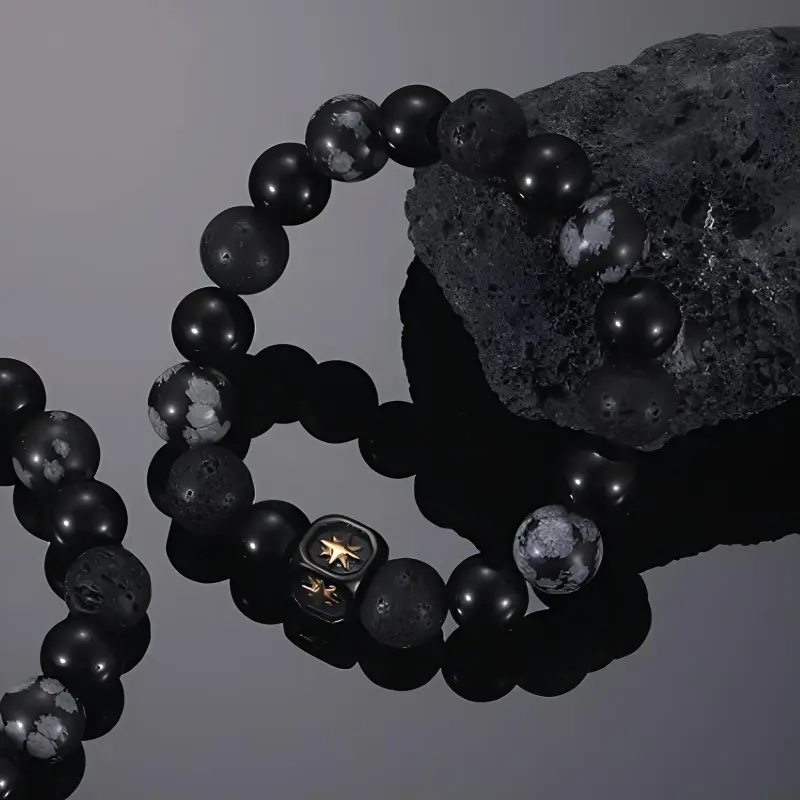 AKAK Jade Bracelets Men Sparkling Star Beaded Bracelet-2