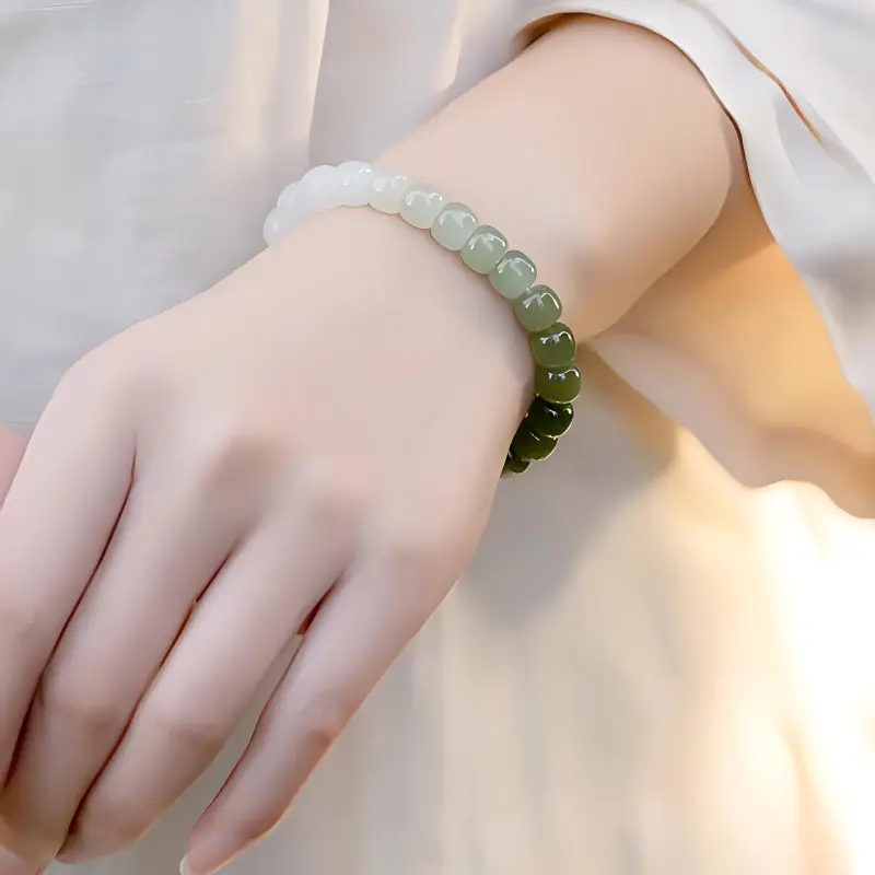 Xiaoyinjiang Hetian Jade Bracelets Women's Pale Greenish White Jade-2