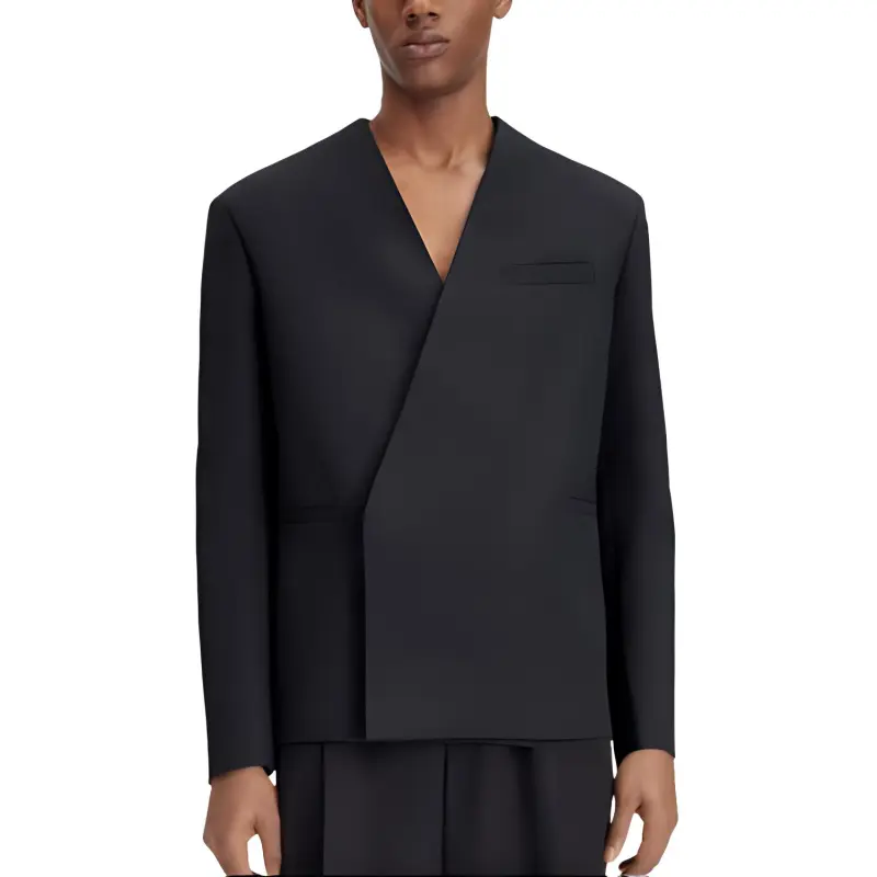 Jacquemus Collarless Blazer Business Suit Men's Black-1