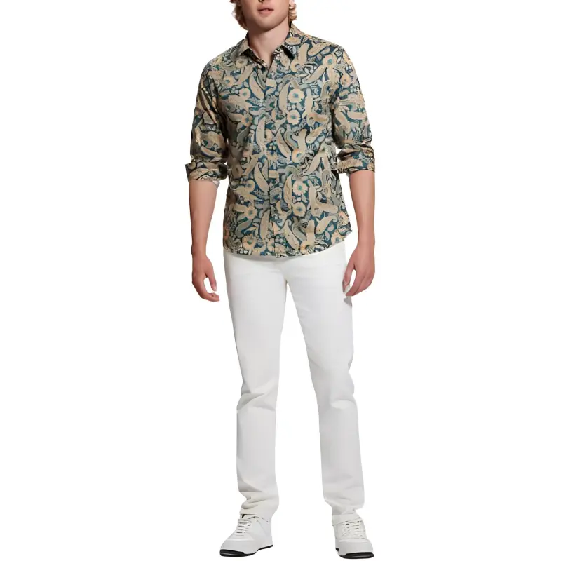 GUESS Luxe Paisley Shirt Shirt Men's Green-1