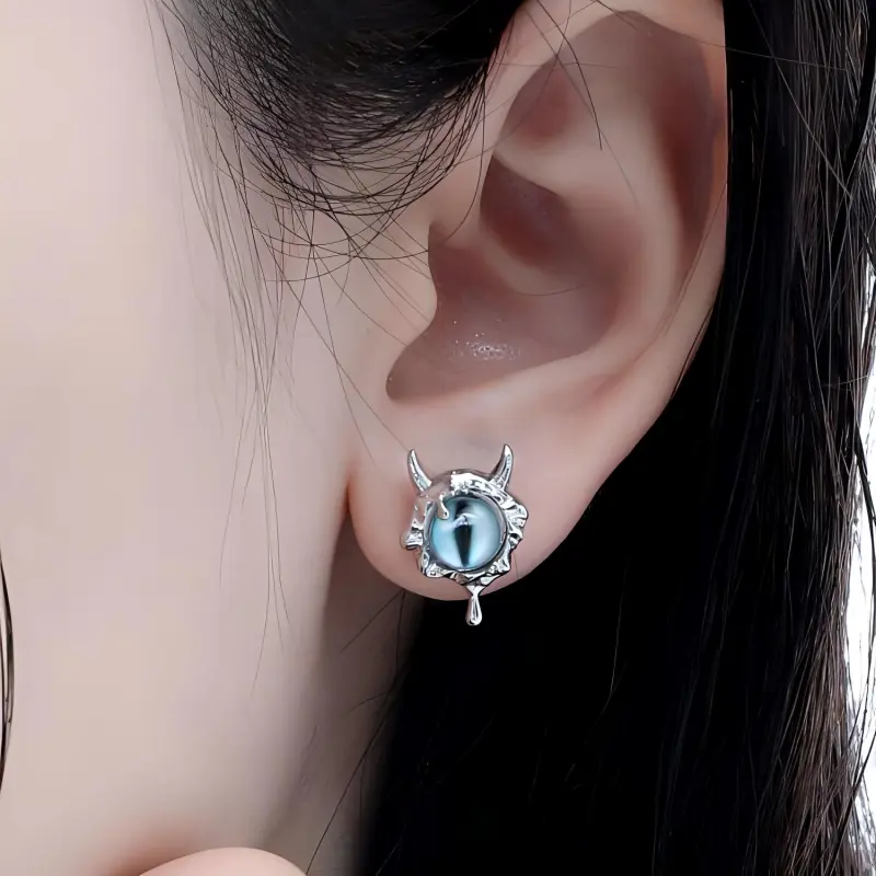 Vegetarian Colored Glaze Stud Earrings Women's-1