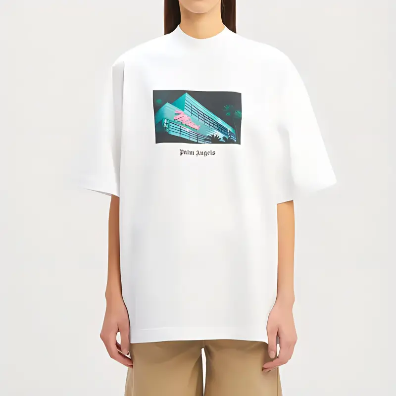 PALM ANGELS Miami Graphic Print T Shirt White-2