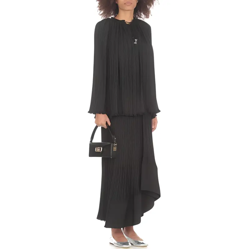 Lanvin Pleated Effect Lace Up Blouse-1