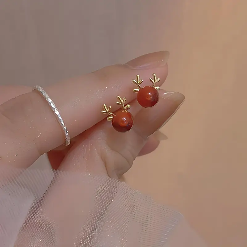 Yiru S925 Silver Stud Earrings Christmas Earrings Jewelry Accessories Women's-6