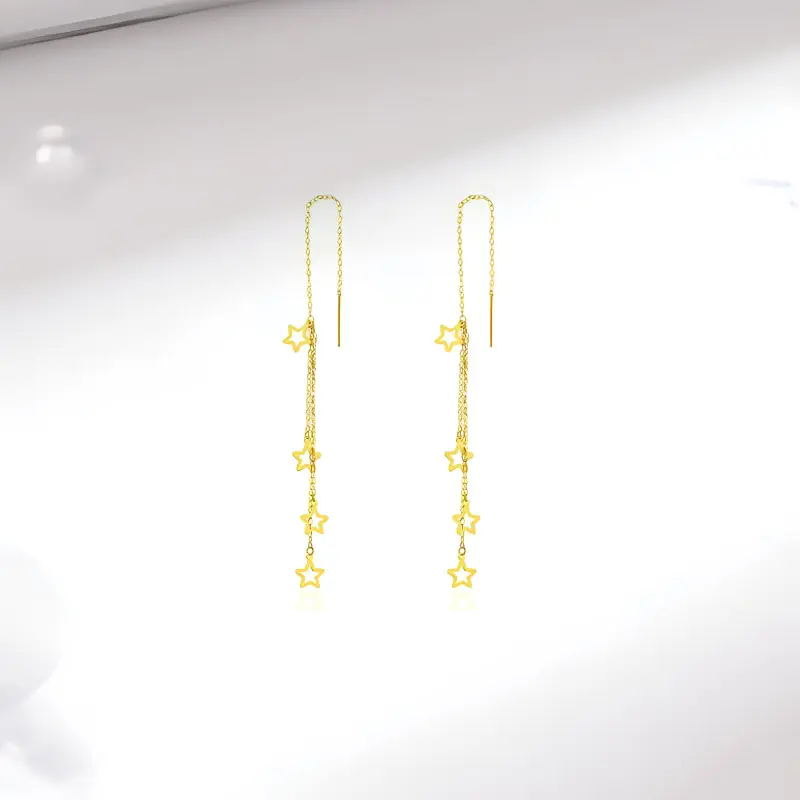 KING TAI SANG 18K Gold Drop Earrings Women's-3