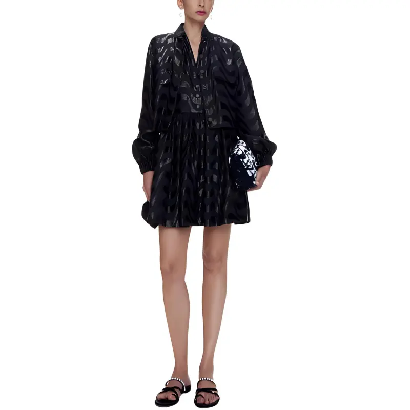 CHANEL Long-Sleeved Dresses Women's Black-2