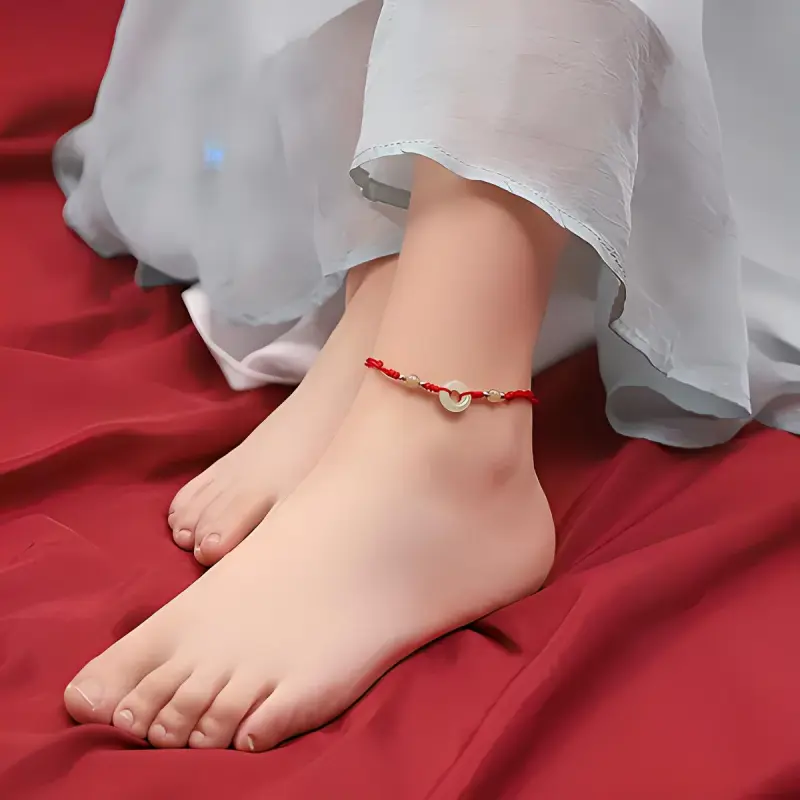 Xiaoyinjiang Anklets Pale Greenish White Jade Women's-2