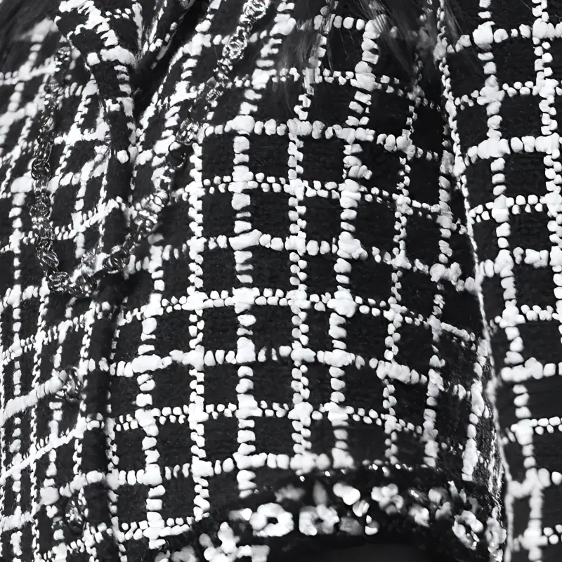CHANEL Long-Sleeved Dresses Women's Black/White-1