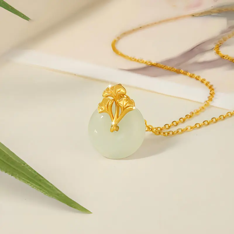 CHINA GOLD Hetian Jade Necklaces White Jade/Pale Greenish White Jade Women's-2