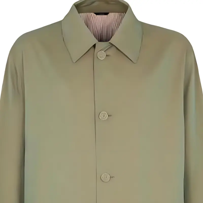 FENDI Green Coated Cotton Trench Coat Trench Coat Men's Green-4