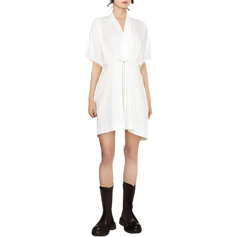 RICK OWENS Short Sleeved Dresses Women's White-1