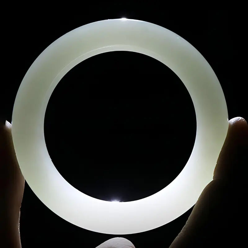 Xifeng Building Hetian Jade Bangles Pale Greenish White Jade Women's-4