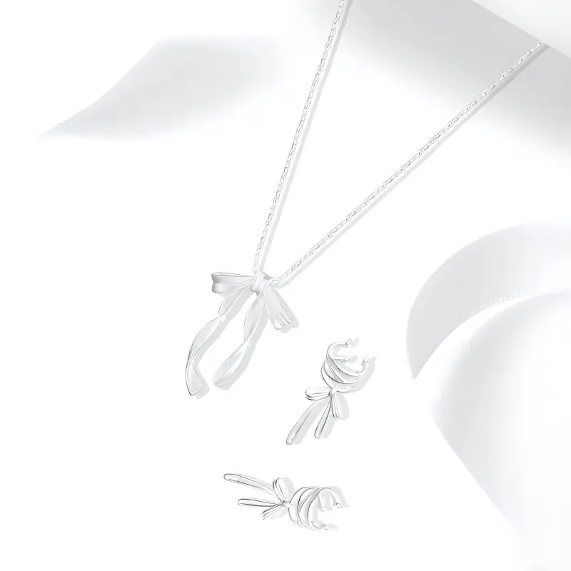 Muyan Alloy Ribbon Bowknot Necklace Set Women's-2
