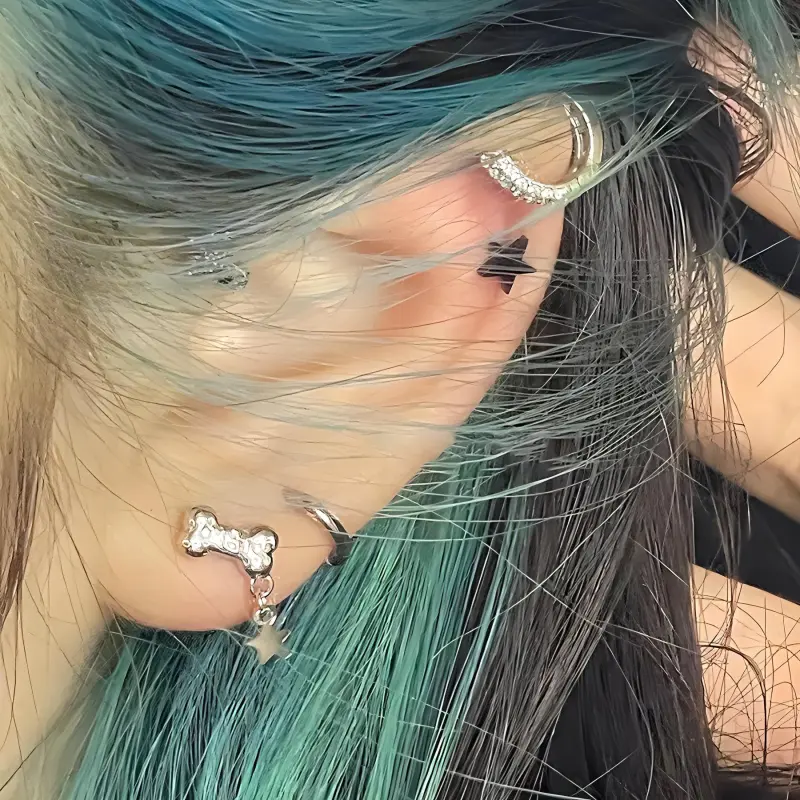 Asia Star Alloy Stud Earrings Women's-2