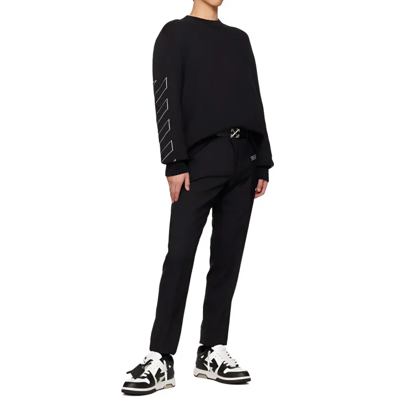 OFF WHITE Diag Outline Knit Crewneck Sweater-4