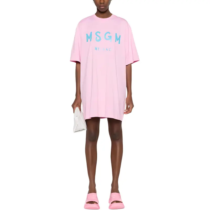 MSGM Short Sleeved Dress Women's Light Pink-1