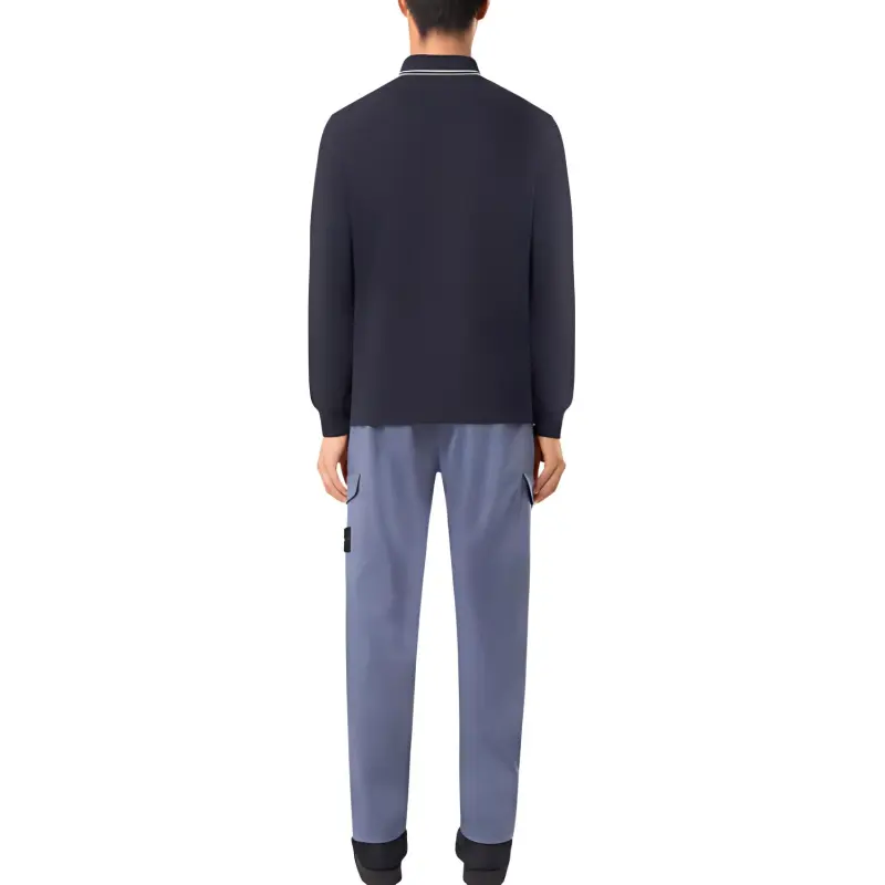 STONE ISLAND Compass Patch Long Sleeved Polo Shirt-3