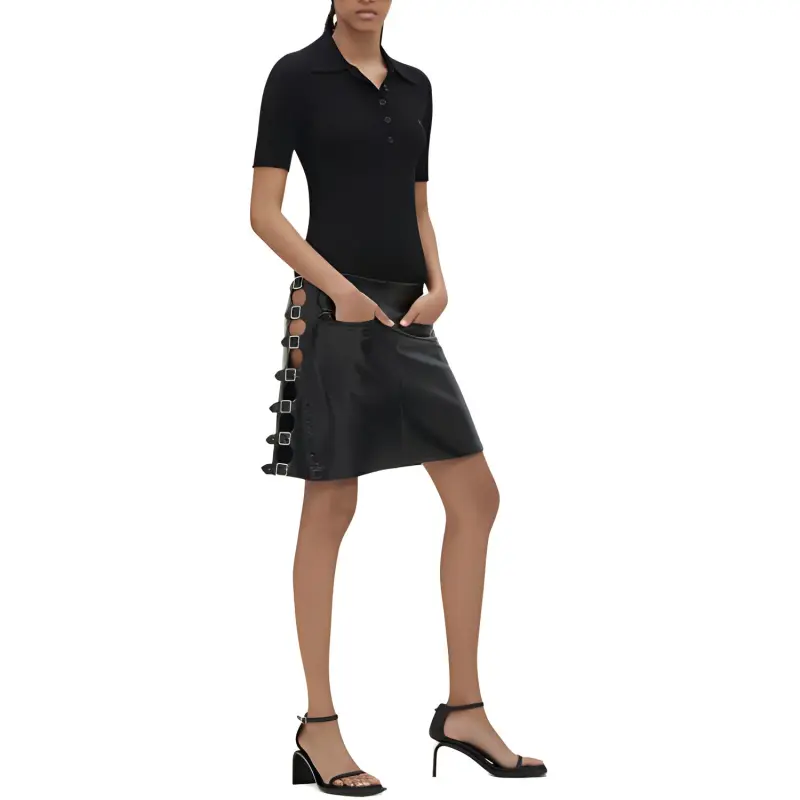 COURREGES Iconic Ribbed knit Polo Shirt-3