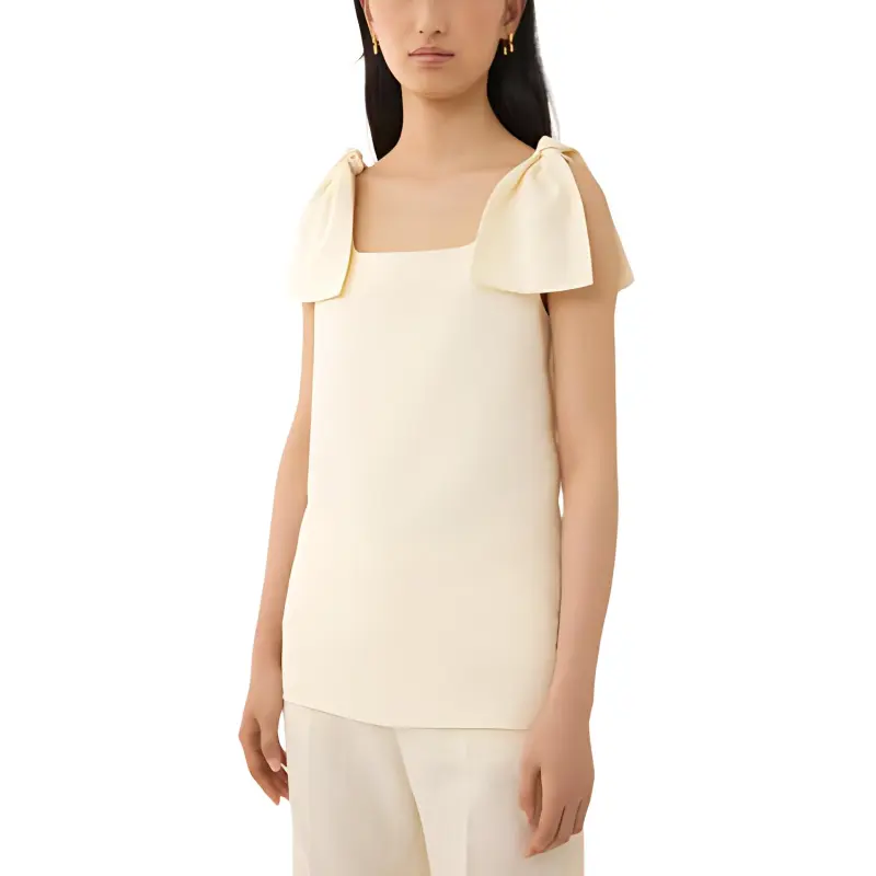 Chloé Bow Strapped Square Neck Tank Top-3