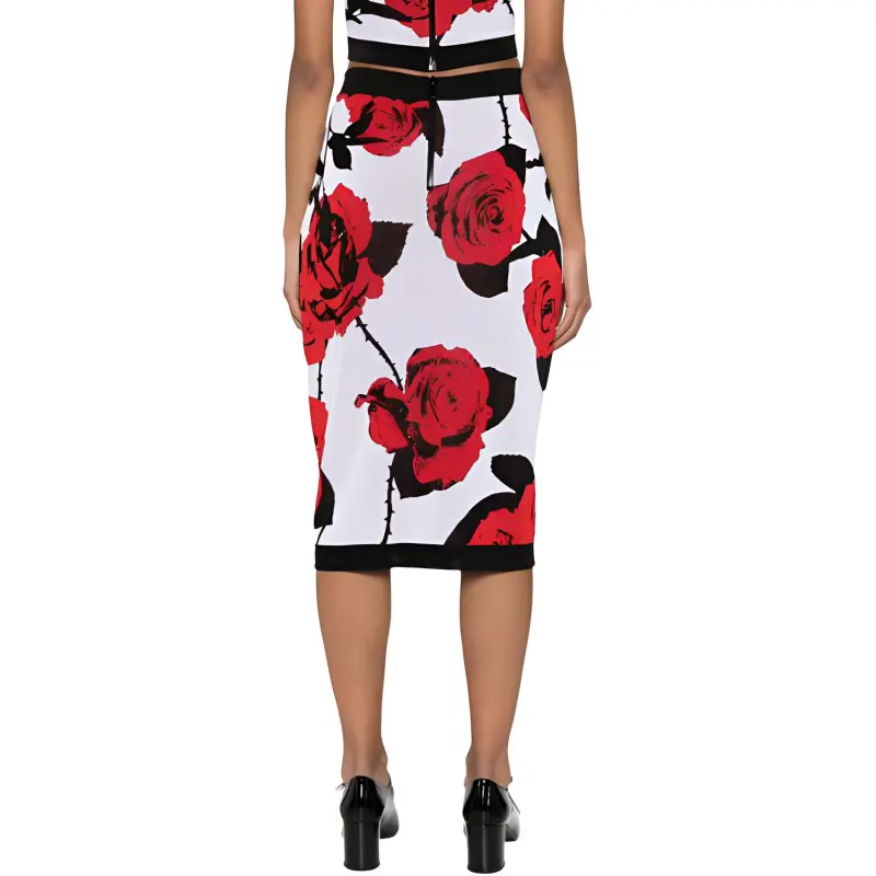 BALMAIN Floral Motif Midi Skirt-2