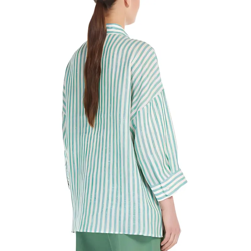 WEEKEND MaxMara Arduino Collection Linen Canvas Shirt Shirt Women's Green-4