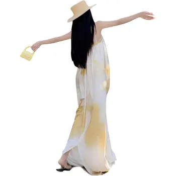 DOSOHEB Slip Dresses Women's Yellow