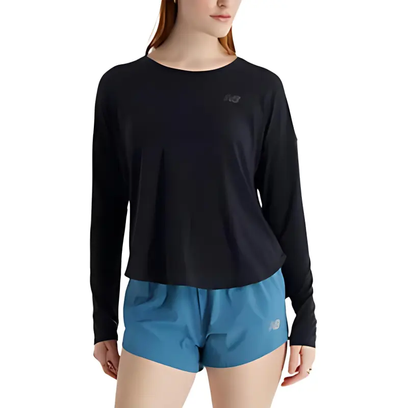 New Balance Drapey Drop Shoulder Sleeve T Shirt Women's Black-2