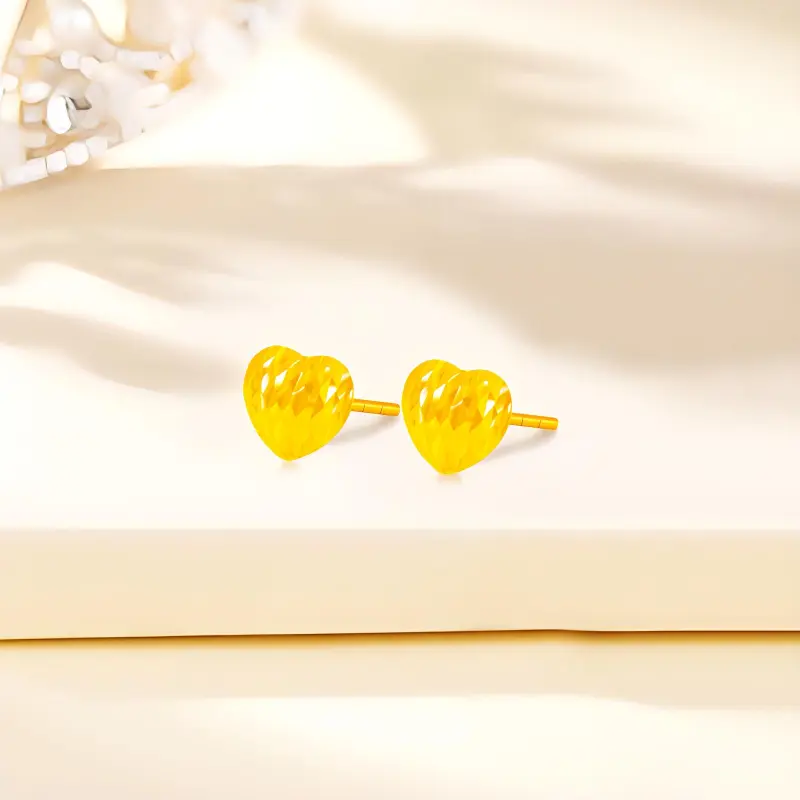 Lao Feng Xiang 18K Gold Stud Earrings Women's-2