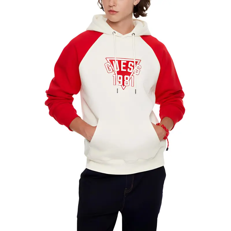 GUESS Sweatshirt Unisex Ecru Red-4