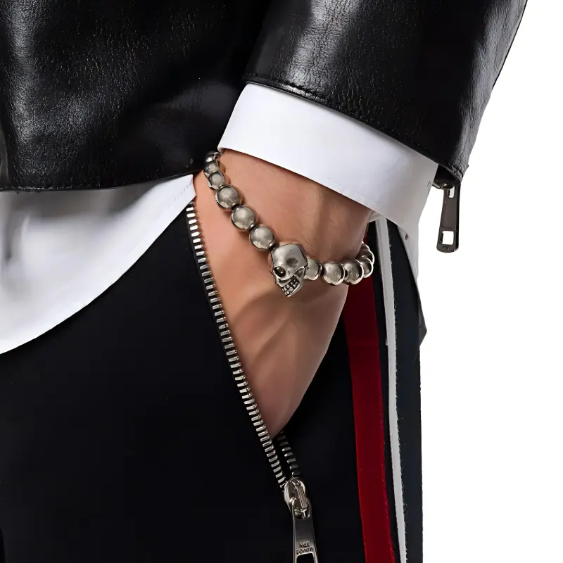 Alexander McQueen Beaded Skull Bracelet-3